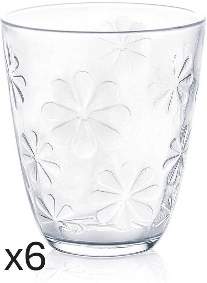 Luminarc Flower Glass Cup Set – 6 Pieces -Clear - Image 1